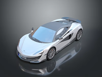 Silver Sports Car With Sleek Design Black Roof And Rear Spoiler 3d model