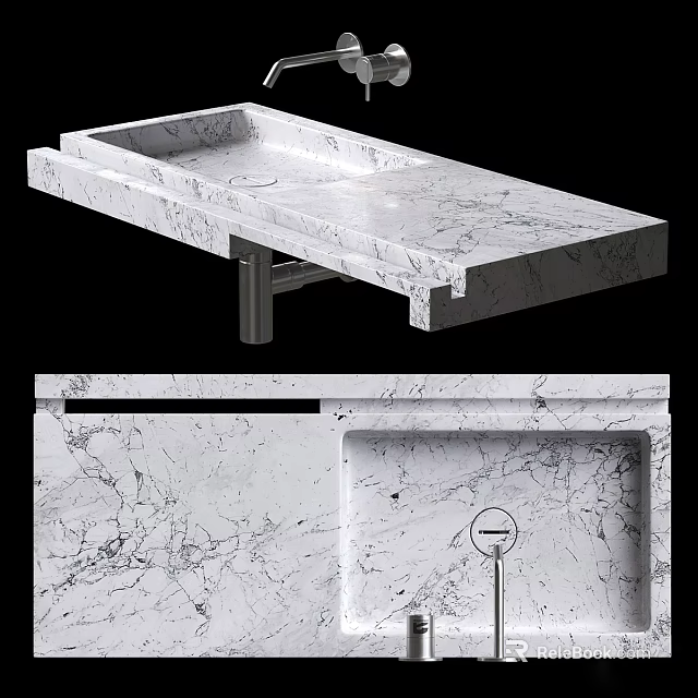 Modern Marble Bathroom Vanity Interior Design With Sleek Countertop And Single Basin 3d model 
