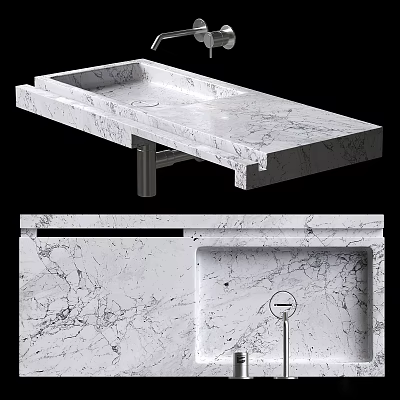 Modern Marble Bathroom Vanity Interior Design With Sleek Countertop And Single Basin 3d model