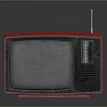 Vintage Red Computer Monitor With Retro Antenna And Black Screen Design