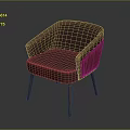 Modern Purple Upholstered Armchair With Curved Backrest Wooden Accents And Tapered Legs