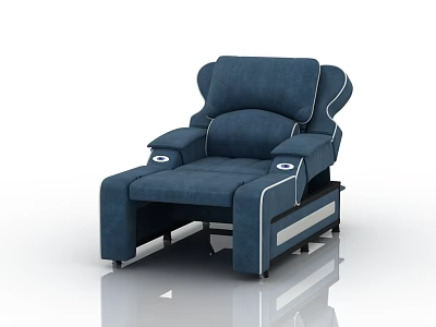 Comfortable Blue Massage Chair With Modern Design Ergonomic Armrests And Control Buttons 3d model