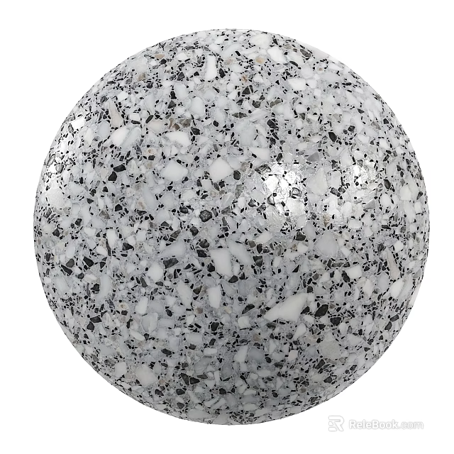 Black And White Speckled Terrazzo Sphere Component With Smooth Surface And Decorative Texture 3d model 