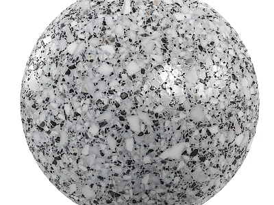 Black And White Speckled Terrazzo Sphere Component With Smooth Surface And Decorative Texture 3d model