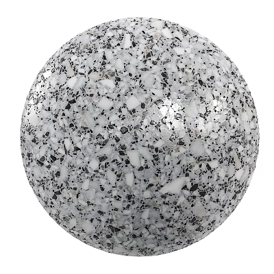 Black And White Speckled Terrazzo Sphere Component With Smooth Surface And Decorative Texture 3d model