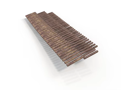 Rustic Wooden Slat Construction With Aligned Textured Brown Strips In Long Structure 3d model