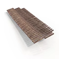 Rustic Wooden Slat Construction With Aligned Textured Brown Strips In Long Structure 3d model