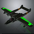 Futuristic Green Winged Spacecraft Design For Advanced Deep Space Exploration Missions 3d model