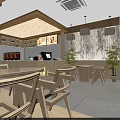Traditional Chinese Style Milk Tea Shop With Healthy Poetic Tea Drinks And Cozy Interior 3d model