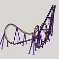 Thrilling Roller Coaster Structure With Purple Supports And Twisted Brown Tracks 3d model