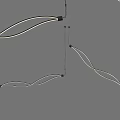 Modern Minimalist Curved White Chandelier With LED Strip Lights Mounted On Gray Wall Background