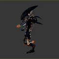 Mechanical Creature Character Sci Fi Design Black Blue Orange Accents Glowing Eyes Multiple Limbs 3d model