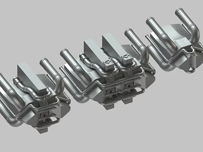 Industrial Metal Mechanical Components Aligned In Row For Machinery Assembly 3d model