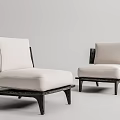 Two Modern Single Sofa with Light Cushion and Dark Frame Design 3d model