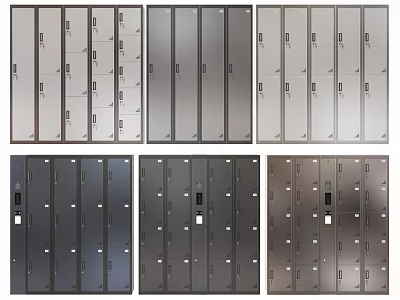Metal Storage Lockers With Multiple Compartments And Various Color Designs 3d model