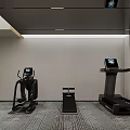 Modern Gym Room With Elliptical Trainer Step Machine And Treadmill 3d model