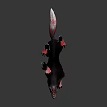 Fierce Black Wolf With Red Paws And Tail Standing On White Background With Aggressive Look