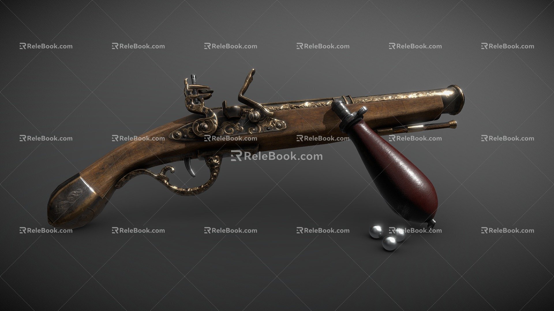 Flintlock Dueling Pistol 3d model