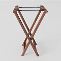 Durable Wooden Foldable Stool With Cross Legged Structure And Simple Design 3d model