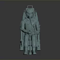 Silver Astronaut Figure Seated On Mechanical Seat With Metallic 3D Model