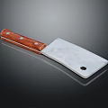 Practical Kitchen Cleaver With Wooden Handle Metal Blade Rivet And Hole Design