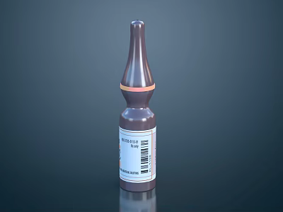 Medical Device Vitamin A Palmitate Glass Vial With Brown Body White Label And Barcode 3d model