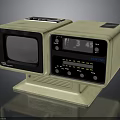 Vintage Beige Electronic Device With Dual Screens Control Panel And Buttons