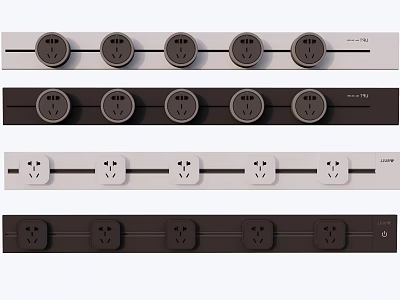Modern Power Strips In Various Colors With Multiple Outlets And Sleek Design 3d model