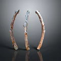 Curved Plant Branches With Different Colored Textures On Grey Background And Bottom Reflection