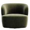 Brown Leather Leisure Chair with Modern Rounded Armrests and Comfortable Design