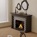 French Middle Style Real Fire Fireplace 3d model