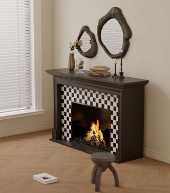 French Middle Style Real Fireplace 3d model