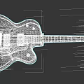 Black Hollow Body Electric Guitar Featuring Gold Accents And Musical Instrument Details