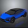 Modern Blue Sports Car With Black Roof And Sleek Aerodynamic Body Design