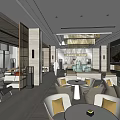 Modern Luxury Sales Office Interior Design With Comfortable Sofa Coffee Tables And Chandeliers