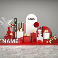 Welcome Home Event Display With Red White Decor Logo And Name Setup 3d model