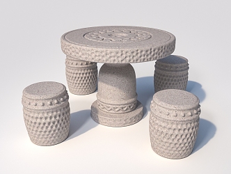 stone table and chair 3d model