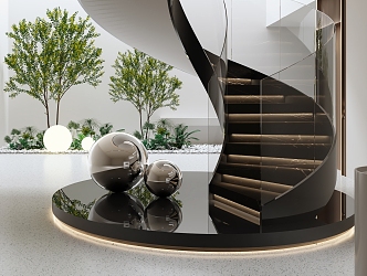 modern revolving staircase 3d model