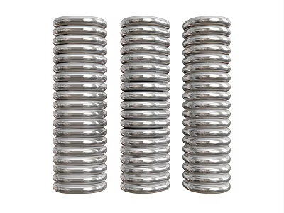 Three Silver Spiral Columns With Metallic Finish And Sleek Design 3d model