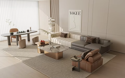 Modern Sofa Combination Italian Sofa Combination minotti Sofa Living Room Tea Table 3d model