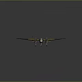 Military Aircraft Weapon Model With Green Body Red Round Insignia Four Propellers And Twin Tail