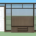 Modern Wooden TV Cabinet With Glass Doors And Open Shelves Storage Design