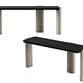 Modern Dining Tables With Black Tops And Light Cylindrical Legs Design 3d model