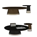 Rochburg Middle and Ancient Style Coffee Table Combination Coffee Table Side Table Mother and Mother Coffee Table Wood Stone Audio Ornaments 3d model