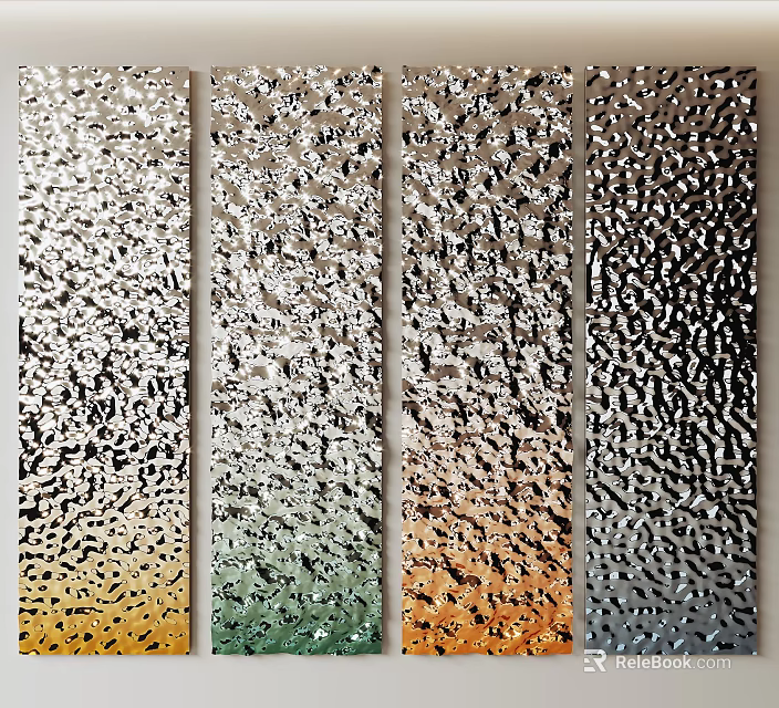 Decorative Textured Wall Panels With Four Gradient Color Designs For Interior Decor 3d model 