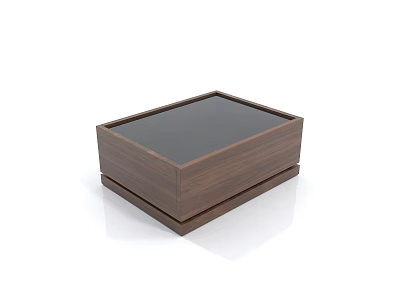 Modern Wooden Bedside Table With Glass Top And Sleek Walnut Finish Design 3d model
