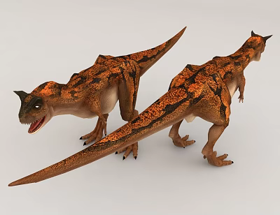 Two Realistic 3D Model Dinosaurs With Orange Brown Markings 3d model Two Realistic 3D Model Dinosaurs With Orange Brown Markings 3d model