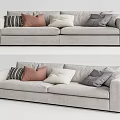 Modern Light Gray Two Seater Sofa With Striped Brown White Gray Pillows 3d model