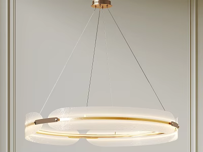Elegant Modern Chandelier Featuring Circular Frosted Glass And Metal Accents 3d model