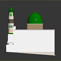 Traditional Mosque Architecture With Green Dome White Minaret Decorative Windows And Arched Columns